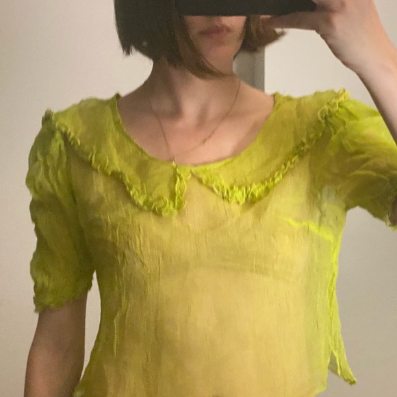 Chartreuse ‘Dana Foley NYC’ Blouse (M) - Picture 3 of 6